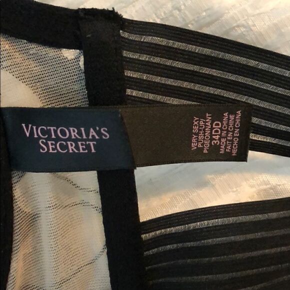 NWOT Victoria’s Secret Black/beige bra push-up bra 34DD - Picture 7 of 7